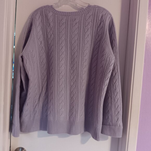 Bloomingdale's Women's Soft Lavender Crew Neck Cable Knit Sweater - Picture 6 of 6
